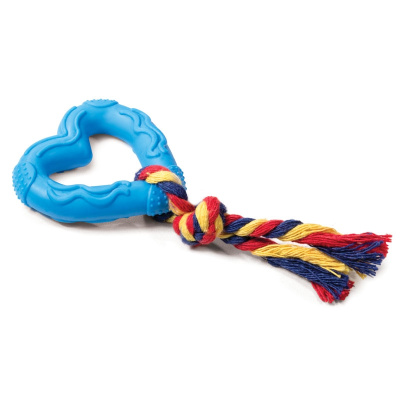 Игрушка (Triol) из цельнолитой резины Сердечко с веревкой для собак, 70/150мм