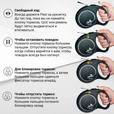 Рулетка (Flexi) Safari cord M трос 5м  20 кг синий жираф