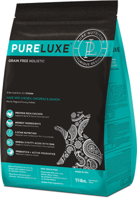 ПУРЛЮКС PURELUXE Элитное Питание для котят с курицей, нутом и лососем 18,14кг(939747)