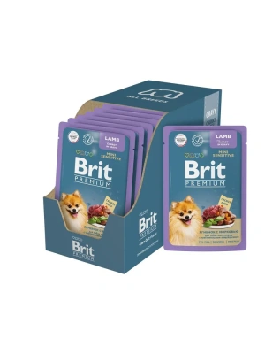 Brit Premium 0,085кг ягненок с морковью кусочки в соусе пауч для взрослых собак мини пород с чувствительным пищеварением (53094)