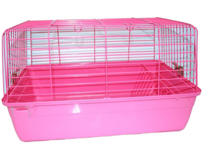 Клетка (№1) с кормушкой для сена, 69*45*36см, розовая для кролика ДКкR2=розовый