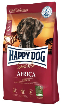 Happy Dog Supreme Sensible Africa 2,8кг страус с картофелем монобелок сухой для собак средних и крупных пород при пищевой аллергии