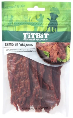TitBit 0,07кг Меню от Шефа джерки мясные из говядины TitBit 0,07кг Меню от Шефа джерки мясные из говядины