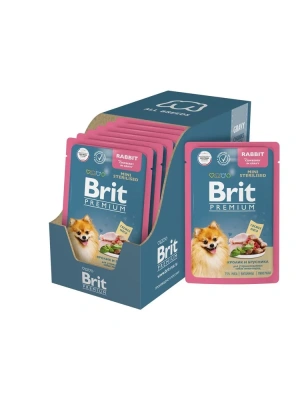 Brit Premium 0,085кг кролик и брусника кусочки в соусе пауч для взрослых стерилизованных собак мини пород (53087)