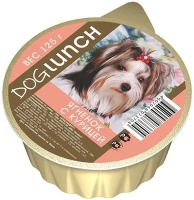 Дог Ланч 0,125кг крем-суфле ягненок с курицей ламистер консервы для собак (073704)