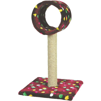 Когтеточка Зооник 2236С на подставке, цв.мех, сизаль, с трубой (42х42х80см)