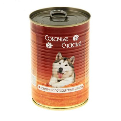 Собачье счастье 750г Говядина с потрошками в желе консервы д/собак (072141)