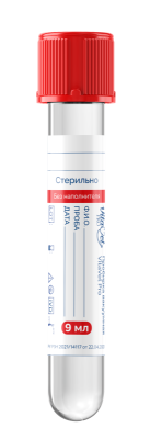 Пробирка вакуумная 9мл без наполнителя 16х100мм красная VITAVET PRO