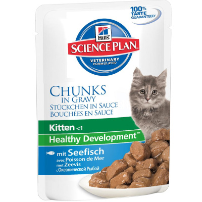 Hill's Cat 0,085кг  рыба кусочки в соусе влажный для котят (604038)