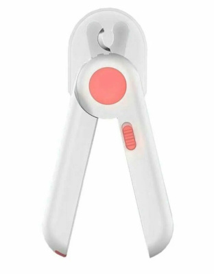 Когтерез (№1) с подстветкой и встроенной пилкой, бело-розовый, 15 см