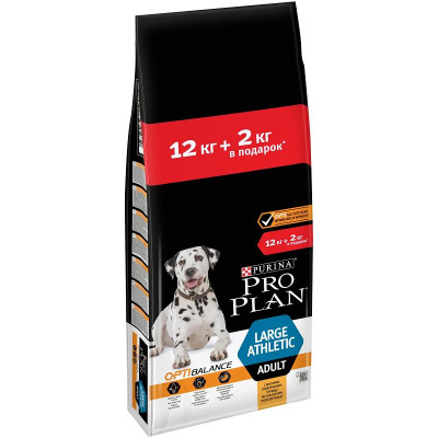 Проплан Adult LargeAthletic 12кг курица+рис (д/крупных пород атлет.телосл.) сухой д/собак + 2кг (451
