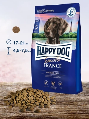 Happy Dog Supreme Sensible France 2,8кг утка с картофелем монобелок сухой для собак средних и крупных пород при пищевой аллергии