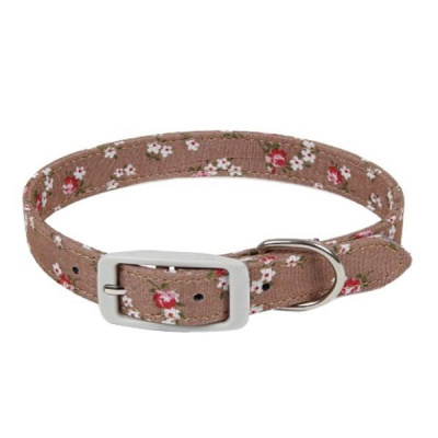 Ошейник (Triol) нейлон, цветочки M, бежевый, 20*280-370мм