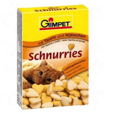 Джимкет (Gimcat) вит. лакомство Schnurries 420г, сердечки курица + таурин д/кошек, 650шт