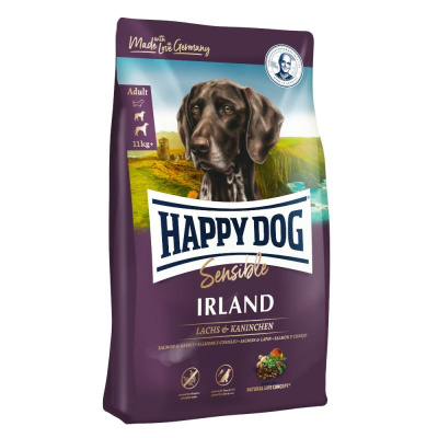 Happy Dog Supreme Sensible Ireland 1кг лосось кролик сухой для собак средних и крупных пород улучшение состояния кожи и шерсти