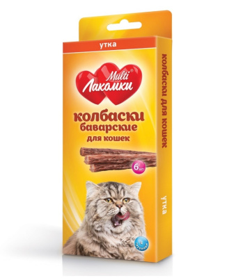 Мульти Лакомки 0,03кг колбаски баварские из утки для кошек, 6шт
