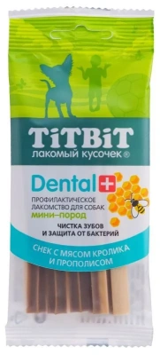 TiTBiT DENTAL+ 0,025кг Снек с мясом кролика для собак мини-пород