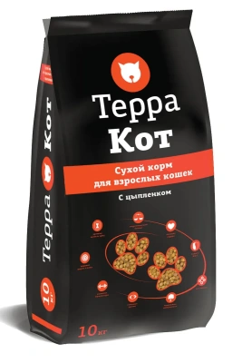 Терра Кот 10кг с цыпленком сухой корм для взрослых кошек (772338)