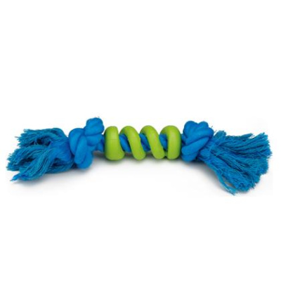Игрушка Бизтис (Beeztees) 640970 Канат с 2-мя узлами со спиралью, сине/зеленый 27см