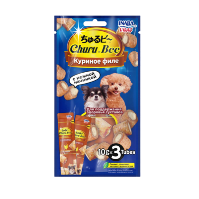 Inaba Churu Bee 3шт.*0,010кг RUD1002 Запеченные трубочки для собак Куриное филе для здоровья суставов