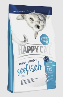 Happy Cat Sensitive Grainfree 0,3кг морская рыба беззерновой сухой для кошек (080902)