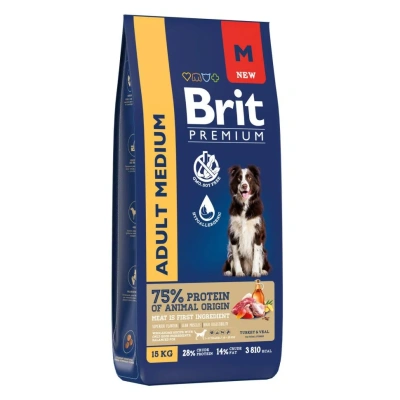 Brit Premium Dog Adult Medium 15кг курица для взрослых собак средних пород (10–25 кг) (49967)