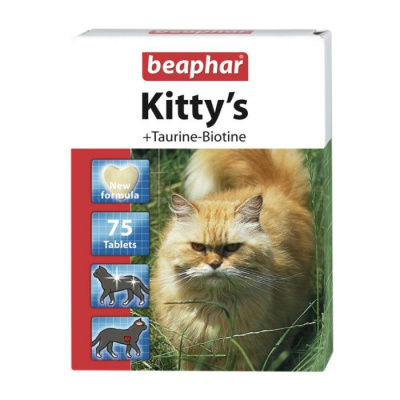 Кормовая витаминная добавка (Beaphar) Kitty's таурин+биотин   75шт для кошек (12509)