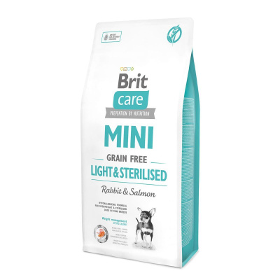 Brit Care 2кг Dog Mini Adult Light&Sterilised беззерновой с кроликом, сухой корм для собак мини пород  (521067)