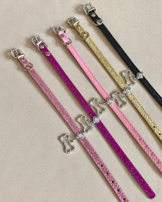 Ошейник Люкс "Косточка" фуксия 1*28см