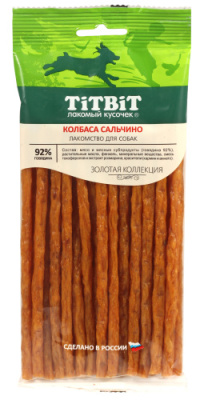 TiTBiT 0,12кг Золотая коллекция колбаса Сальчино для собак  TiTBiT 0,12кг Золотая коллекция колбаса Сальчино для собак