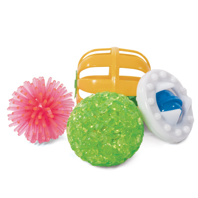 Набор игрушек (Triol) XW7017 для кошек: 3 мяча, погремушка (d4см; d4,5см; d3,5см; d4см)