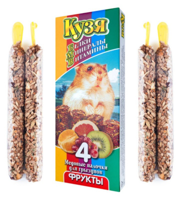 Кузя 0,14кг палочки (белки, минералы, витамины) фрукты для грызунов (4шт) Кузя 0,14кг палочки (белки, минералы, витамины) фрукты для грызунов (4шт)