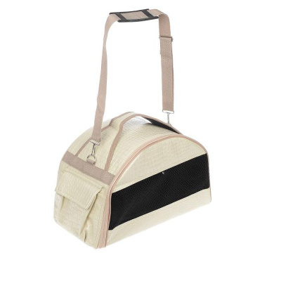 Сумка - переноска Зооник полукруглая, кожзам бежевая 40х21х25