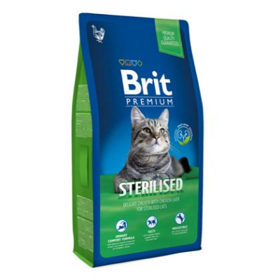 Brit Premium Сat Sterilised 8кг курица и печень для стерилизованных сухой для кошек (513178)
