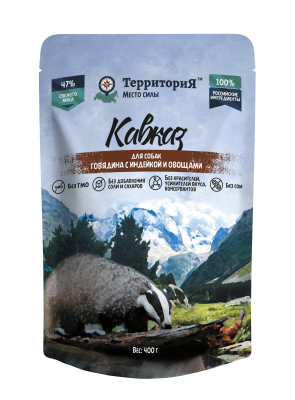 ТерриториЯ Кавказ  0,4кг говядина с индейкой и овощами влажный для собак (321229)