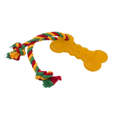 Игрушка д/собак Doglike Кость из лит.рез.c канат.малая 10,5*6,2*1,4см (без уч.кан.)желтый (D11-1099)