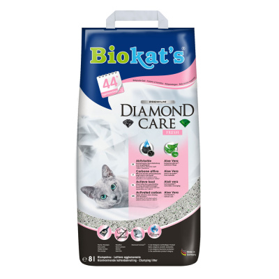 Biokat's 8л "Diamond care" комк. наполнитель с акт.углем и алое д/кошек