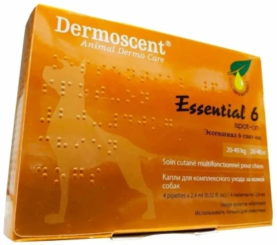 Эссеншиал Спот-он: капли для ухода за кожей для собак 20-40 кг, 2,4 мл (4 пип) 