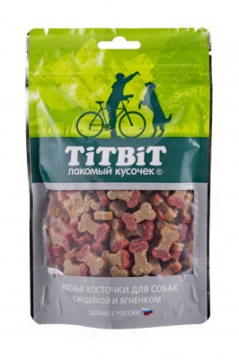 TiTBiT 0,145кг лакомство косточки мясные для собак с индейкой и ягненком