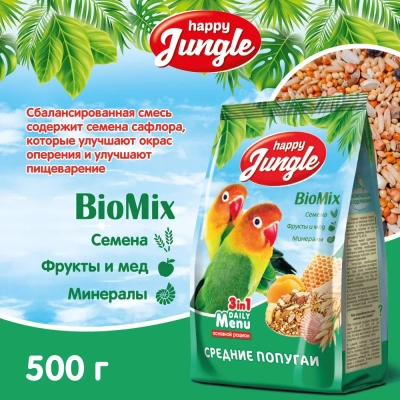 Happy Jungle 0,5кг корм для средних попугаев (14)