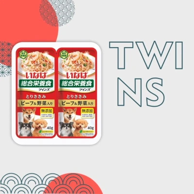 Inaba Twins 2*0,040кг Курица и говядина с овощами паучи для собак Inaba Twins 2*0,040кг Курица и говядина с овощами паучи для собак