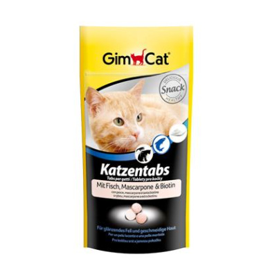 Джимкет (Gimcat) вит. лакомство Katzentabs 40г, таблетки рыба + сыр(маскарпоне) + биотин д/кошек