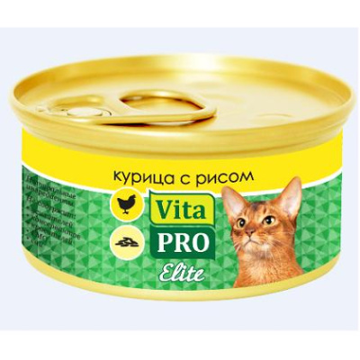 Вита ПРО (Vita PRO) Elite 70г курица, рис консервы д/кошек (712710)