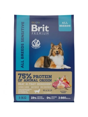 Brit Premium Dog 3кг Sensitive ягненок и индейка для собак всех пород с чувствительным пищеварением (5050031)