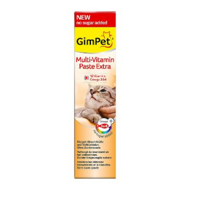 Gimcat: паста Multi-Vitamin-Extra 200гр, 12 витаминов + Омега3&6 + цинк без сахара д/кошек