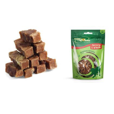 Triol Лакомые кусочки из лосося с уткой для собак, 70г (65023141)