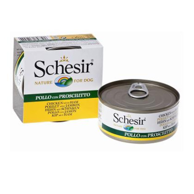 Шезир (Schesir) 150г цыпленок+ветчина консервы д/собак (712554)