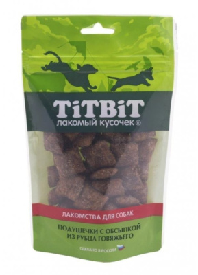 TitBit 0,08кг Золотая коллекция подушечки с обсыпкой из рубца говяжьего для собак 