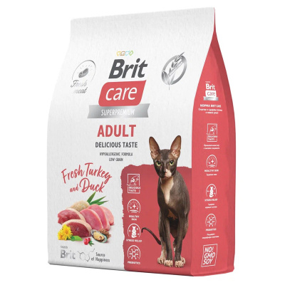 Brit Care Cat Superpremium Adult 7кг индейка утка сухой для привередливых кошек (5066094)