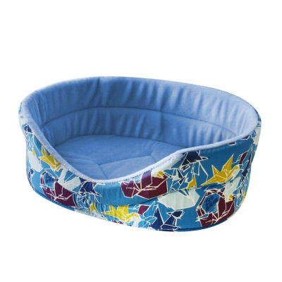 Лежанка (ZooExpress) поплин+плюш №3 "Оригами" 49*33*17см лазурная